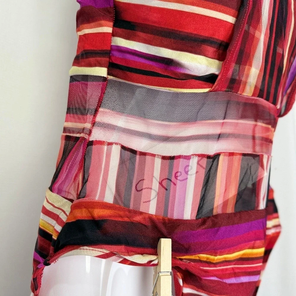 Kenneth Cole New York Striped Sheer One Piece Swimsuit - Size L‎